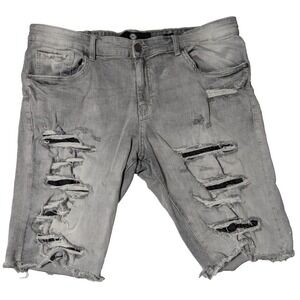 JORDAN CRAIG Gray Distressed Stretch Denim 12" Bermuda Shorts - Men 40